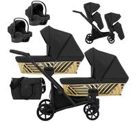 Carrito Gemelar IVENTO DUO GLAM Gemelos - COLOR : Negro, Dos sillitas de coche: SI DOS ASIENTOS ( +200 €)