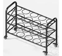 Carrito grande de almacenamiento para pelotas deportivas, organizador de baloncesto y fútbol con soporte circular, soporte de exhibición de 3 niveles para garajes, canchas y clubes, soporte negro