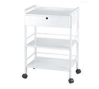 Carrito metálico blanco Easy: Equipado con un cajón con llave y tres estantes