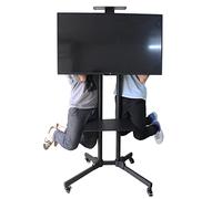 Carrito móvil con Ruedas for televisores de 32 a 65 Pulgadas, Altura Ajustable, Estante for computadora portátil y bloqueables, diseño Paisaje Hermoso en Negro