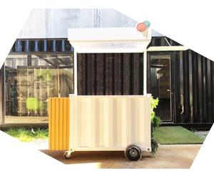 Carrito Móvil de Contenedor Marítimo con Ruedas.Diseño Exclusivo para Negocios