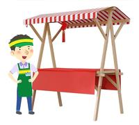Carrito móvil para vendedores ambulantes, expositor de alimentos de madera para acampar al aire libre o en mercados, carrito plegable para ferias del condado.(Red,L 120cm)
