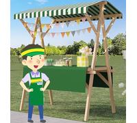 Carrito móvil para vendedores ambulantes, expositor de alimentos de madera para acampar al aire libre o en mercados, carrito plegable para ferias del condado.(Green,L 120cm)
