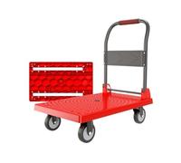 Carrito multifunción plegable con plataforma, carrito portátil resistente para uso doméstico, color rojo, perfecto para mover y transportar mercancías sin esfuerzo