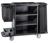 Carrito multifuncional con bolsas de tela - Carrito de limpieza de habitaciones de hotel para un servicio eficiente y nización, perfecto para personal de hostelería y uso comercial.