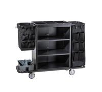 Carrito multifuncional de limpieza de hotel | Carrito de limpieza manual para mantenimiento de habitaciones de invitados | Servicio eficiente y almacenamiento de tela para el personal del hotel | y