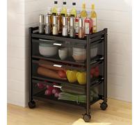 Carrito multifuncional de metal rodante con cajón de malla para almacenamiento, solución de almacenamiento que ahorra espacio para la organización de la cocina y el baño