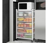 Carrito multifuncional de metal rodante con cajón de malla para almacenamiento, solución de almacenamiento que ahorra espacio para la organización de la cocina y el baño