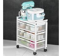 Carrito multifuncional de metal rodante con cajón de malla para almacenamiento, solución de almacenamiento que ahorra espacio para la organización de la cocina y el baño
