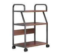 Carrito multimedia de hierro y madera maciza con soporte abierto de almacenamiento AV para reproductor de CD, ideal para sala de estar, oficina, estudio de grabación y salas de conferencias, acabado