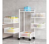 Carrito organizador metálico de 5 niveles - Estructura rectangular de acero con ruedas giratorias 360° - Estantería móvil ideal para cocina, baño, sala y dormitorio infantil - Gran capacidad para