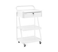Carrito para cosméticos - 1 cajón con cerradura - 3 estantes - hasta 80 kg - blanco | physa