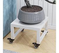 Carrito para macetas con ruedas, estante cuadrado para macetas con ruedas, soporte para plantas, carrito para plantas de interior, estante para macetas, herramientas de jardín (color: blanco, tamaño