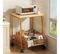Carrito para Microondas con Cajón Soporte para Microondas De Cocina con Marco Reforzado Mueble De Cocina Multiusos Kitchen Cart Organizador para Máquina De Café(Gold,15.75x13.78in/42x30x40 cm)