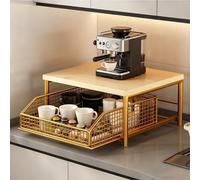 Carrito para Microondas con Cajón Soporte para Microondas De Cocina con Marco Reforzado Mueble De Cocina Multiusos Kitchen Cart Organizador para Máquina De Café(Gold,14.57x10.24in/37x26x18 cm)