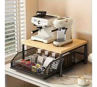 Carrito para Microondas con Cajón Soporte para Microondas De Cocina con Marco Reforzado Mueble De Cocina Multiusos Kitchen Cart Organizador para Máquina De Café(Black,14.57x10.24in/37x26x18 cm)