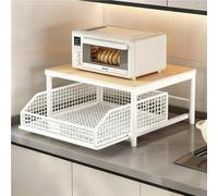 Carrito para Microondas con Cajón Soporte para Microondas De Cocina con Marco Reforzado Mueble De Cocina Multiusos Kitchen Cart Organizador para Máquina De Café(White,14.57x10.24in/37x26x18 cm)