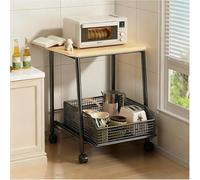 Carrito para Microondas con Cajón Soporte para Microondas De Cocina con Marco Reforzado Mueble De Cocina Multiusos Kitchen Cart Organizador para Máquina De Café(Black,15.75x13.78in/42x30x40 cm)