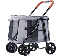 Carrito para múltiples mascotas y gatos, cochecito grande para perros, plegable, para 2 gatos, cochecitos para perros, cochecito para mascotas gemelas o múltiples, con capacidad de carga de 66 libra
