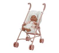 Little Dutch Cochecito plegable de metal con asas suaves y bolsa para muñecas de 33 a 46 cm, blanco y rosa