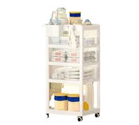 Carrito para Pañales para Bebés, Carrito para Pañales Móvil de Varias Capas con Ruedas, Asa y Cajones Reforzados, Organizador Versátil de Pañales para Bebés para Cambiador y Cuna