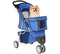 Carrito para perros PawHut, carrito plegable para perros de hasta 10 kg, carrito de almacenamiento con cojín Gris