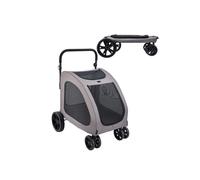 Carrito para Perros y Animales de Compañía-Duoku-4 Ruedas con Frenos-Carga 73 kg-Ventanas de Malla Transpirable-Altura Ajustable