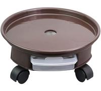 Carrito para Plantas con Ruedas giratorias fáciles de Mover y contenedor de Agua, Carrito para macetas Redondo móvil, Bandeja, palé, Soporte para macetas para árbole,Brown-10.6in