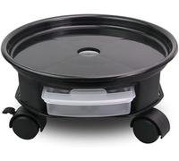 Carrito para Plantas con Ruedas giratorias fáciles de Mover y contenedor de Agua, Carrito para macetas Redondo móvil, Bandeja, palé, Soporte para macetas para árbole,Black-13.7in