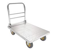 Carrito plano resistente con mango plegable, plataforma de acero rodante para oficina en casa y almacén, almacenamiento conveniente y fácil maniobrabilidad