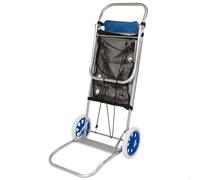 Carrito Playa Plegable 2 en 1 Aluminio, 47x50x100 Cm, Gris y Azul