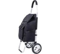 Carrito Plegable 2 en 1 for Subir escaleras, Carretilla de Mano Plegable for Compras de comestibles con Bolsa Impermeable for Mercado, Camping, lavandería y jardín, Carro utilitario portátil(Black)