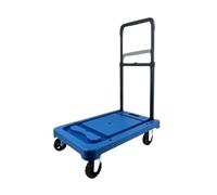 Carrito plegable azul duradero, carrito de transporte multifunción con plataforma plana y ruedas para una fácil carga, camión de mano resistente, ideal para mover mercancías