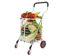 Carrito plegable de 35 litros con ruedas giratorias, carrito de compras ligero para un fácil transporte y transporte, perfecto para compras de comestibles y recados