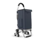 Carrito plegable de aluminio ligero de 6 ruedas con bolsa extraíble de 36 L, carrito de la compra azul marino para un transporte fácil y cómodo