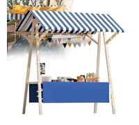 Carrito plegable de madera para alimentos con toldo, puesto de vendedor ligero al aire libre para comida callejera, mercado de agricultores, soporte móvil para ventas