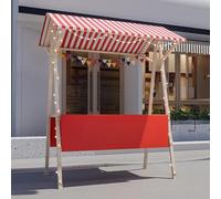 Carrito plegable de madera para comercio, cabina de vendedor roja para agricultores al aire libre, soporte de flores, ventas callejeras, carrito portátil de 47.2 pulgadas para eventos y festivales