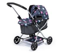 Carrito Plegable para muñecas Go, Mango Suave, diseño Moderno, Color Negro con Estrellas