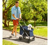 Carrito plegable PawHut para perros y gatos de hasta 10 kg. Azul