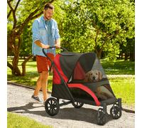 Carrito plegable PawHut para perros y gatos grandes de hasta 30 kg. Negro