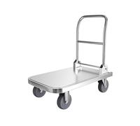 Carrito plegable portátil de acero inoxidable con ruedas de freno de 6 pulgadas para logística de almacén y fácil movimiento