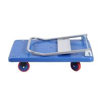 Carrito plegable resistente portátil de 4 ruedas para transporte silencioso de mercancías, ideal para almacén y compras, plataforma negra resistente (grande)