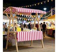 Carrito Plegable Rosa del Vendedor con el Canopy, exhibición portátil del Mercado ll para la Granja de artesanías del Mercado Pop Up Shop Easy Assembly Cabina de Negocios al Aire Libre 47.2 Pulgadas