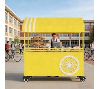 Carrito portátil con toldo, Puesto de Venta al Aire Libre con Ruedas bloqueables, Puesto de Mercado Nocturno, Expositor móvil Antiguo for mercados, ferias y Eventos.(Yellow,100cm/39.37in)