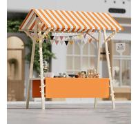 Carrito portátil de madera para alimentos con ruedas bloqueables y toldo, soporte plegable para concesiones al aire libre para mercados callejeros y mercados de agricultores (E2 150 x 60 x 200)