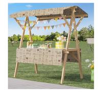 Carrito Puesto de Vendedor Puesto de carros plegables de madera resistentes y portátiles con toldo para la venta de alimentos en mercados agrícolas, ideal para bufés, festivales y más.(Style 5,120x60