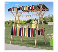 Carrito Puesto de Vendedor Puesto de carros plegables de madera resistentes y portátiles con toldo para la venta de alimentos en mercados agrícolas, ideal para bufés, festivales y más.(Style 4,120x60