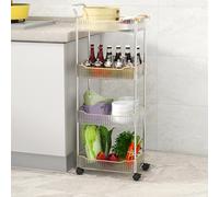 Carrito rodante acrílico transparente con ruedas bloqueables - Estante de almacenamiento móvil de 4 niveles para baño, cocina y estudio - Carrito utilitario versátil
