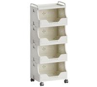 Carrito Rodante de 2/3/4 Niveles con Ruedas Valla Elevada de 10cm Plegable Organizador De Cocina Material Plástico PP para Cocina, Lavandería, Lugares Estrechos(42 * 29 * 101cm)