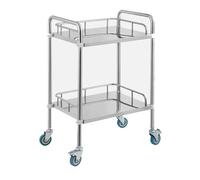 Carrito rodante de 2 niveles con ruedas, carrito de utilidad móvil de acero inoxidable para uso médico, dental, clínica, laboratorio y salón de belleza